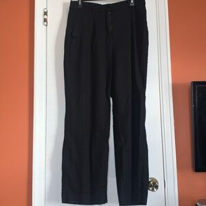 Wide Leg Linen-Blend Trousers